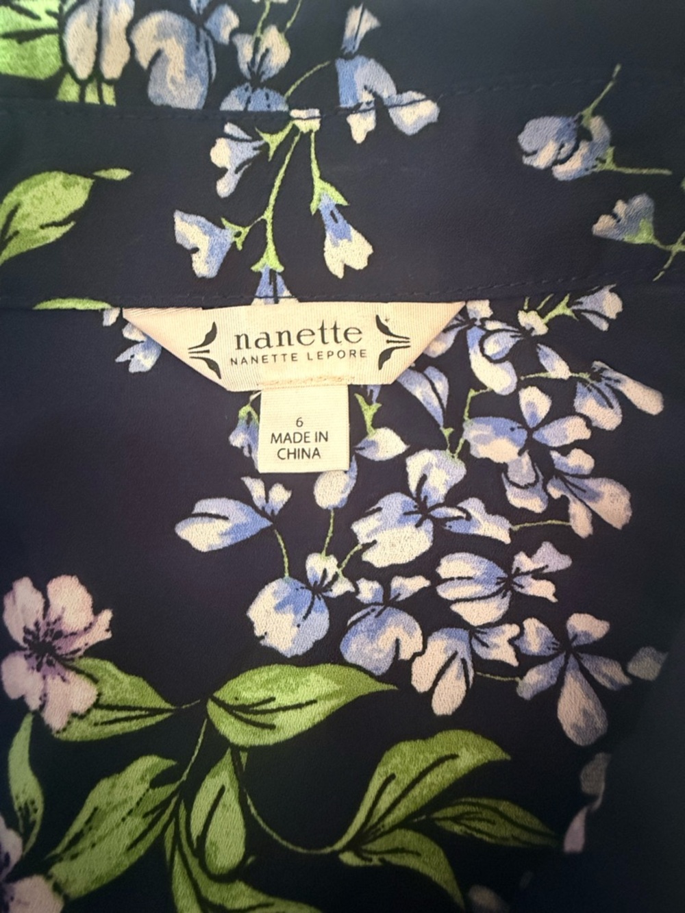 Nanette lepore beautiful Sleeveless Navy Floral Tie-Waist Dress size 6 - Picture 8 of 8
